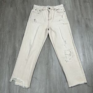 BDG Urban‎ Outfitters Pax High Rise Distressed Cream Off White Jeans Womens 28